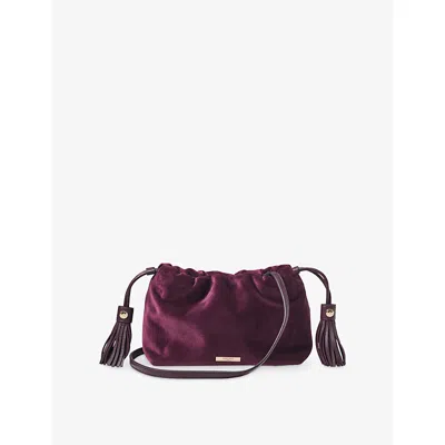 Aspinal Of London Womens Amelia Velvet Cross-body Bag Cassis In Purple