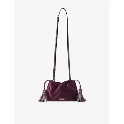 Aspinal Of London Womens Amelia Velvet Cross-body Bag Cassis In Purple