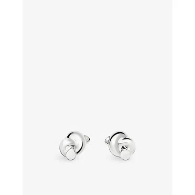 Missoma Womens Lucy Williams Knot Oversized Rhodium-plated Brass Stud Earrings Silver In Metallic