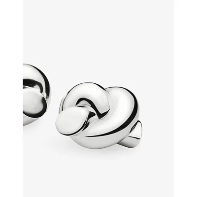 Missoma Womens Lucy Williams Knot Oversized Rhodium-plated Brass Stud Earrings Silver In Metallic