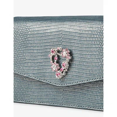 Aspinal Of London Womens Eliza Lizard-embossed Leather Clutch Bag Cassis In Purple