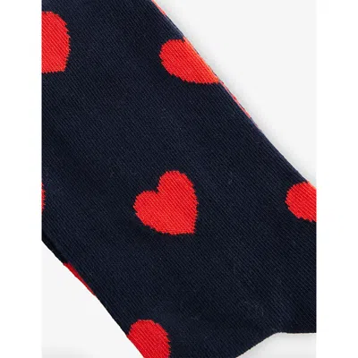 Happy Socks Mens Hearts Cotton-blend Crew Socks Navy In Multi