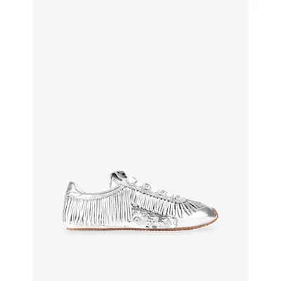 Kurt Geiger Leather Fringe Islington Sneakers In Multi