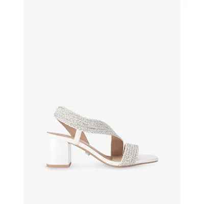 Carvela Womens Gala Jewel Woven Heeled Sandals White Eur 38/5 Uk In White