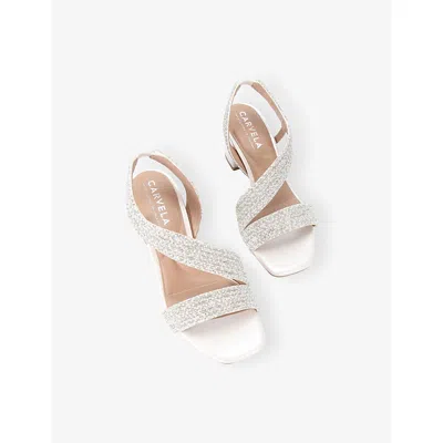 Carvela Womens Gala Jewel Woven Heeled Sandals White Eur 38/5 Uk In White