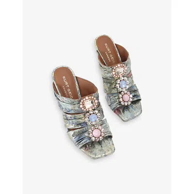 Kurt Geiger Womens Kensington Jacquard Heeled Mules Other Eur 37 / 4 Uk In Silver