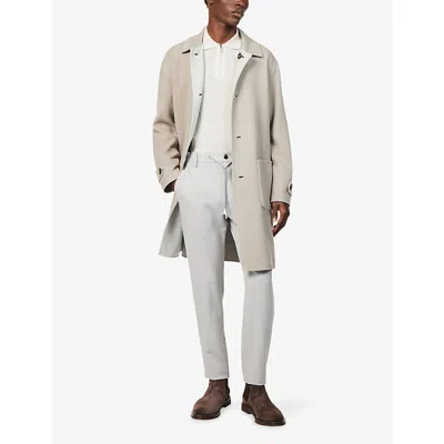 Eleventy Mens Gauge Quarter-zip Wool Polo Top Sand And Lt Gray In White