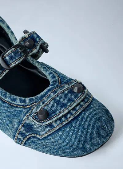 Balenciaga Denim Ballerina Shoes Buckle Detail In Blue