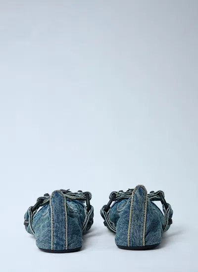 Balenciaga Denim Ballerina Shoes Buckle Detail In Blue