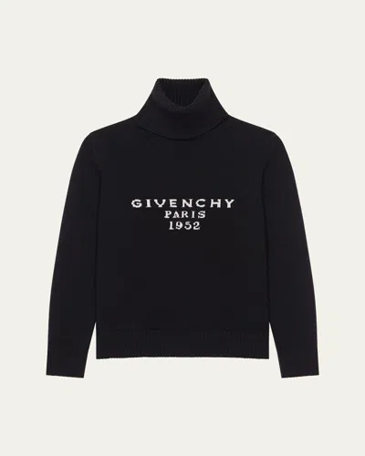 Givenchy Turtleneck Logo Wool-cashmere Sweater In Animal Print