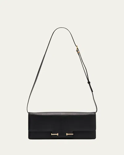 Tom Ford Black Leather Crossbody Bag In Black