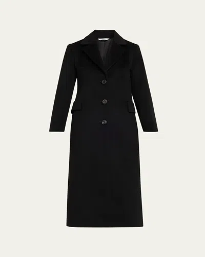 Fleurette Mia Italian Wool Maxi Coat In Black