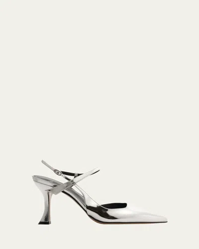 Alexandre Birman 85mm Tita Mirrored Leather Wrap Pumps In Silver
