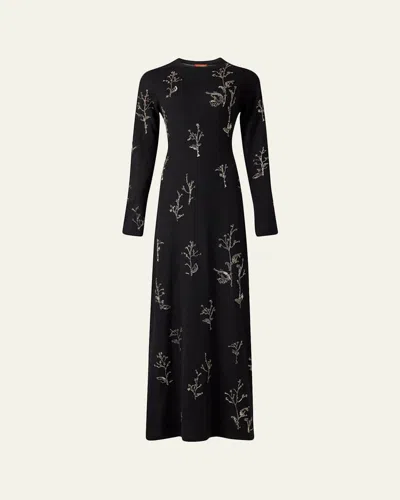 Altuzarra Bozka Beaded Long-sleeve Dress In Animal Print