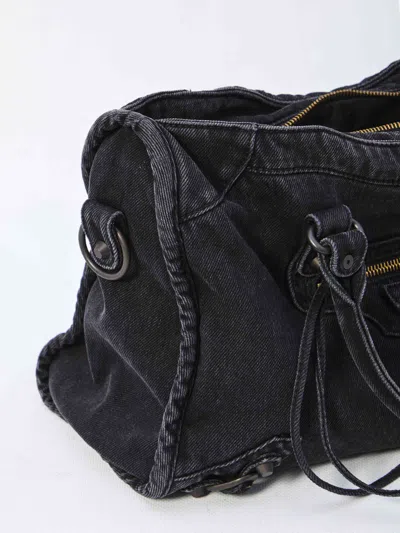 Balenciaga Sleep No More Light Blue Silk Shirt In Black