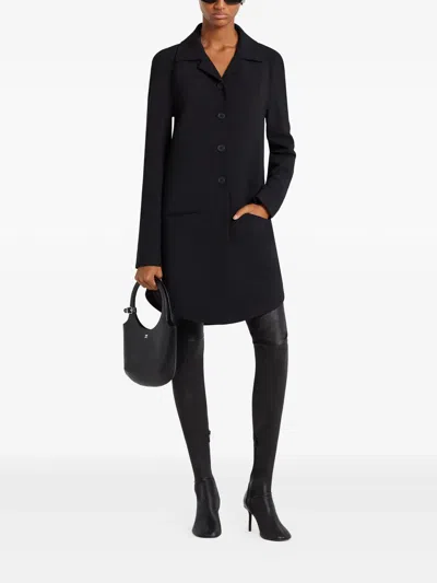 Courrèges Circle Heritage Crepe Coat Clothing In Black