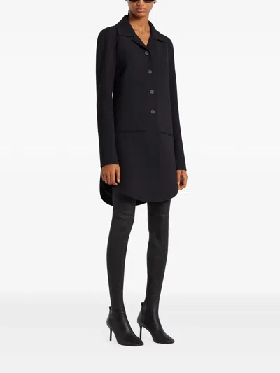 Courrèges Circle Heritage Crepe Coat Clothing In Black