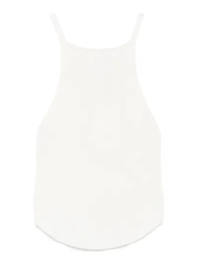 Courrèges Circle Rib Knit Top In White
