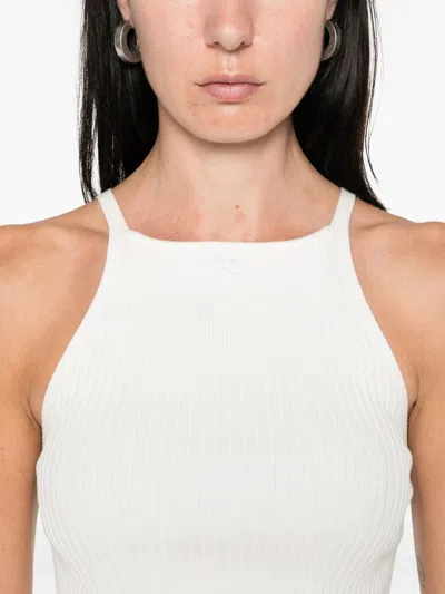 Courrèges Circle Rib Knit Top In White