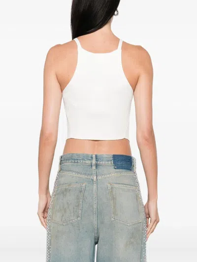 Courrèges Circle Rib Knit Top In White