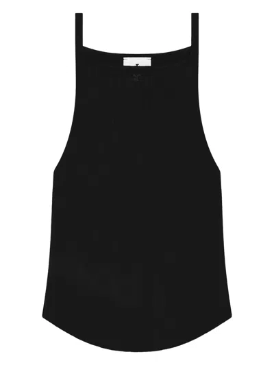 Courrèges Circle Rib Knit Top In White