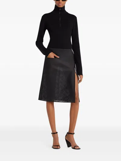 Courrèges Zipped Mockneck Sweater In Black