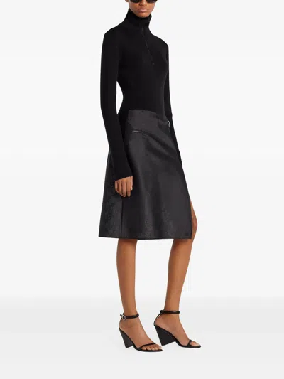 Courrèges Zipped Mockneck Sweater In Black