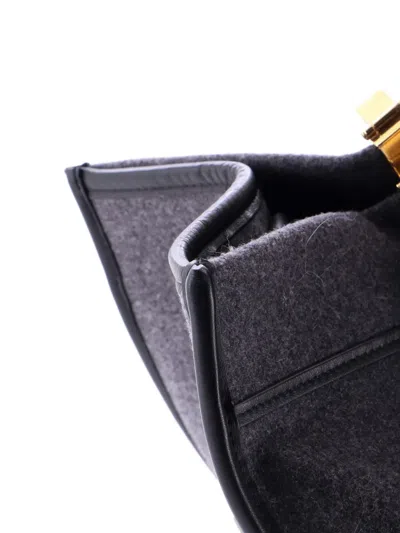 Pre-owned Fendi Sunshine Shopper Felt Medium Tote Bag In Gray