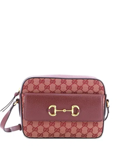 Pre-owned Gucci Horsebit 1955 Flap Pocket Camera Bag Gg Canvas And Leather Small Crossbody Bag In Brown