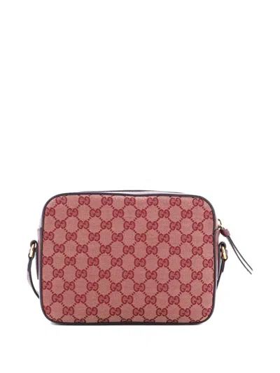 Pre-owned Gucci Horsebit 1955 Flap Pocket Camera Bag Gg Canvas And Leather Small Crossbody Bag In Brown