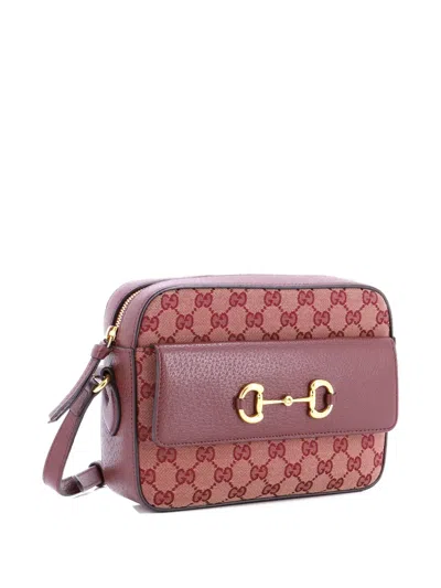 Pre-owned Gucci Horsebit 1955 Flap Pocket Camera Bag Gg Canvas And Leather Small Crossbody Bag In Brown