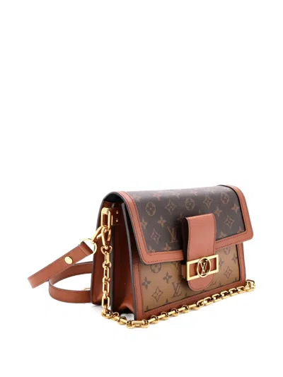 Pre-owned Louis Vuitton Dauphine Reverse Monogram Canvas Mm Shoulder Bag In Brown