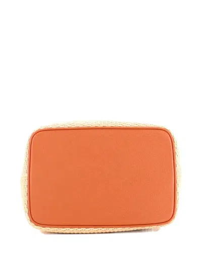 Pre-owned Louis Vuitton Neonoe Handbag Monogram Giant Raffia Mm Bucket Bag In Neutral