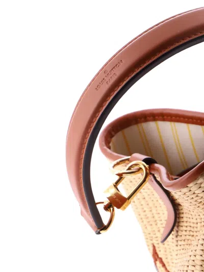 Pre-owned Louis Vuitton Neonoe Handbag Monogram Giant Raffia Mm Bucket Bag In Neutral