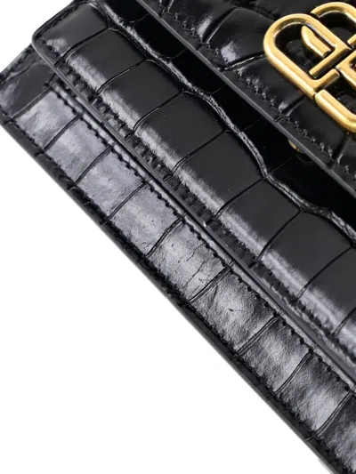 Pre-owned Balenciaga Sharp Top Handle Bag Crocodile Embossed Leather Xs Satchel In Black