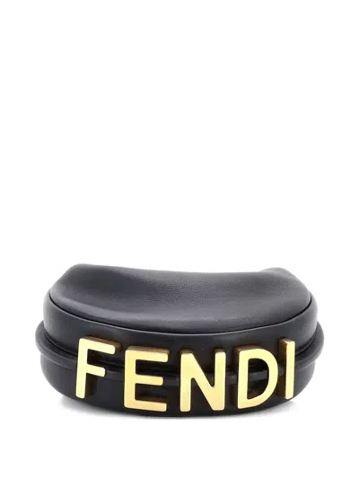 Pre-owned Fendi Graphy Bag Leather Nano Hobo Bag In Black