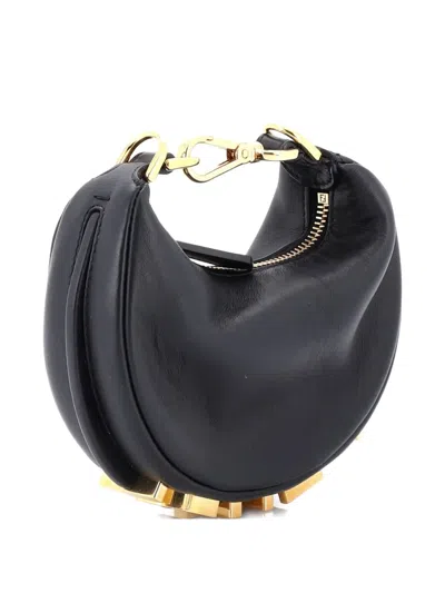 Pre-owned Fendi Graphy Bag Leather Nano Hobo Bag In Black