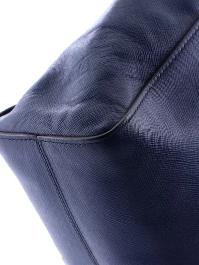 Pre-owned Prada Soft Triple Pocket Convertible Saffiano Leather Tote Bag In Blue