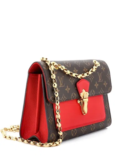 Pre-owned Louis Vuitton Victoire Handbag Monogram Canvas And Leather Shoulder Bag In Brown