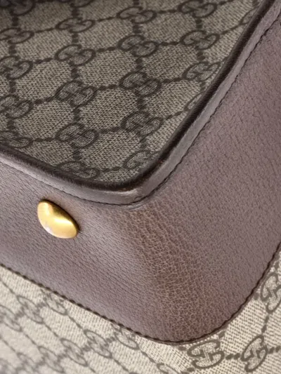 Pre-owned Gucci Ophidia Cut Out Handle Gg Coated Canvas Large Tote Bag In Neutral