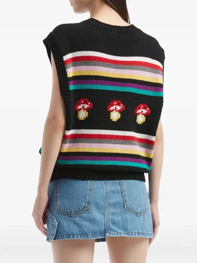 Msgm Striped Tank Top In Black