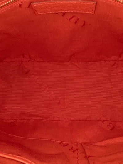 Pre-owned Burberry 2015-2025 Small Heritage Grain Check Embossed Leather Orchard Bowling Bag Satchel In Orange