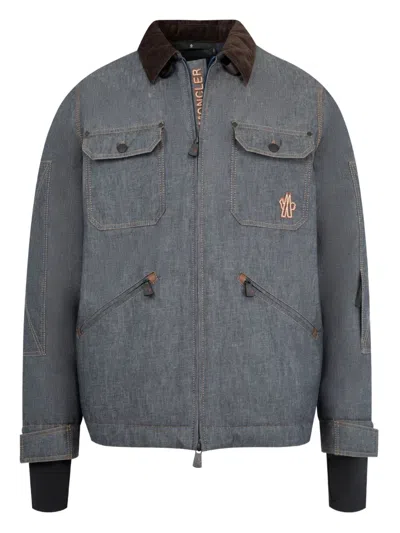 Moncler Croatan Denim Down Shirt Jacket In Gray