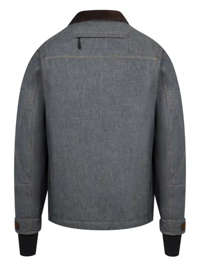 Moncler Croatan Denim Down Shirt Jacket In Gray