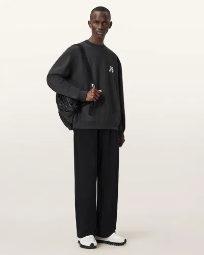 Allsaints Cotton Icon Oversized Crew Neck Sweatshirt In Black