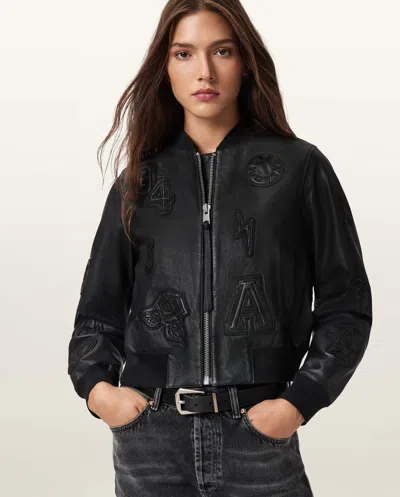 Allsaints Leather Orten 94 Leather Bomber Jacket In Black