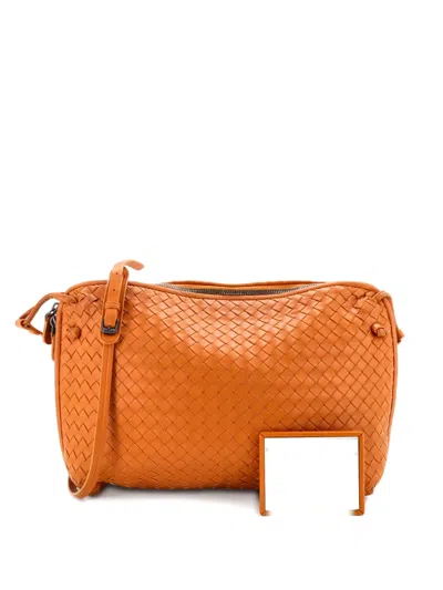 Pre-owned Bottega Veneta Nodini Intrecciato Nappa Medium Crossbody Bag In Orange