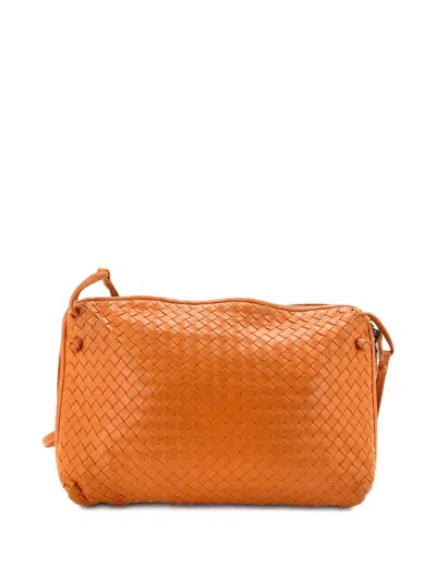 Pre-owned Bottega Veneta Nodini Intrecciato Nappa Medium Crossbody Bag In Orange