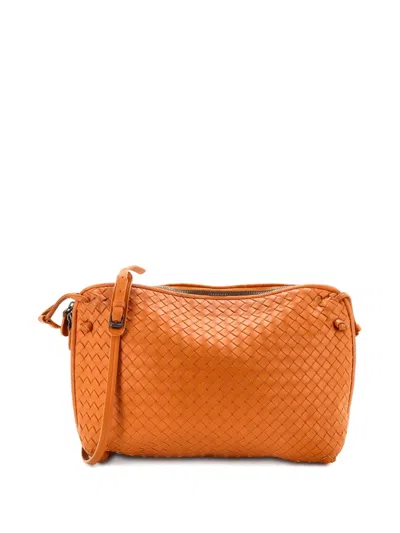 Pre-owned Bottega Veneta Nodini Intrecciato Nappa Medium Crossbody Bag In Orange