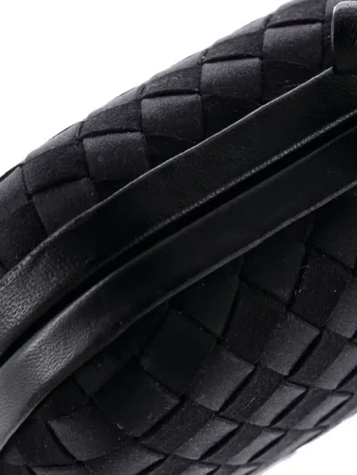 Pre-owned Bottega Veneta Box Knot Intrecciato Satin Small Clutch Bag In Black